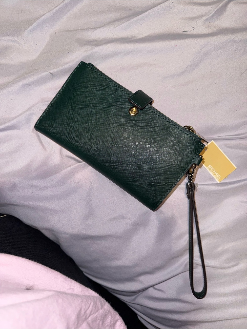 Michael Kors Forest Green Saffiano Wristlet